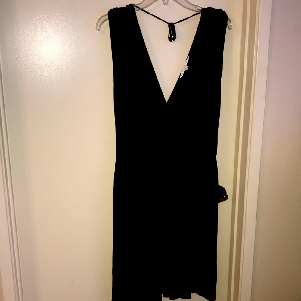 Trina Turk Chocolate Brown Sleeveless Deep V Knit Dress with Back Tie Size 10